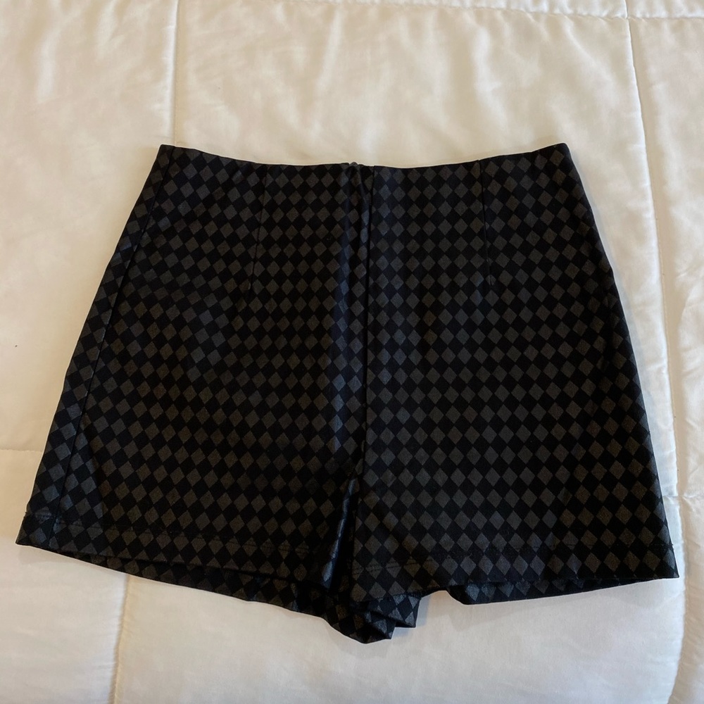 Black Patterned Shorts